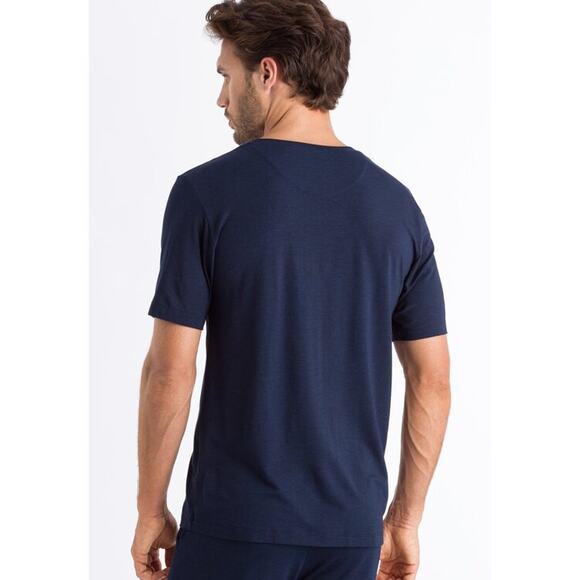Hanro V-neck T-shirt casual in navy size XXL - Picture 8 of 9